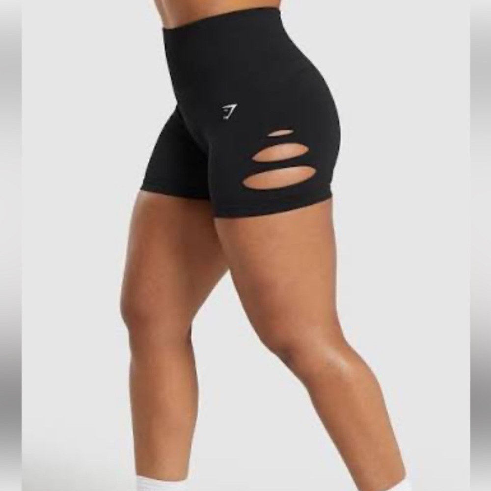 Gymshark Gains Seamless Ripped Shorts - Black